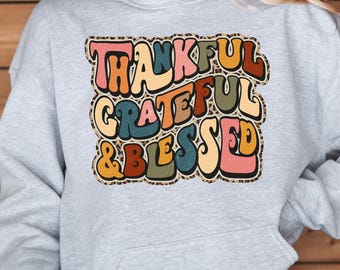 Retro Fall Hoodie, Fall Sweatshirt, Thanksgiving Shirt, Autumn Sweater Weather Hoodie, Thankful Grateful Blessed