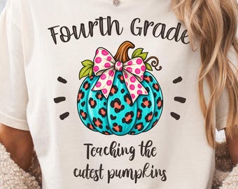 Fourth Grade Teacher Thanksgiving Fall Pumpkin Shirt Comfort Colors Vintage Style 4th Grade Educator Tee Gift