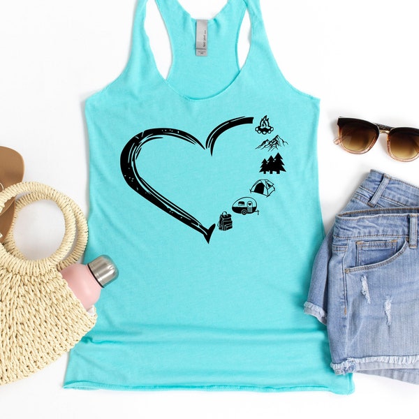 Women's Camping Tank Top, Lightweight Hiking Tank Top, Camping Shirt For Women, Adventure Shirt, Nature Lover Tank, Camping Lover Gift