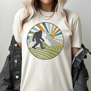 Retro Bigfoot Shirt, Sasquatch Shirt, Bigfoot T Shirt, Hiking Shirt, Camping Shirt, Bigfoot Lover Shirt, Bigfoot Tee, Camping Tee