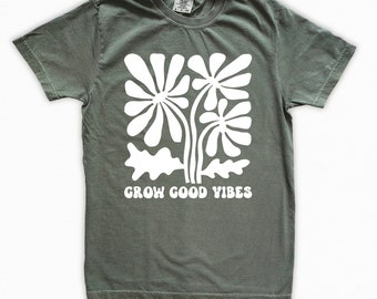 Grow Good Vibes Shirt Comfort Colors, Grow Positive Thoughts, Positivity Shirt, Motivational Shirt, Mental Health Shirt, Therapist Shirt