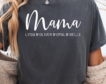 Custom Mom Shirt Vintage Style Comfort Colors, Personalized Mama Tee, Mom Gift, Mother's Day Shirt, Mother's Day Gift