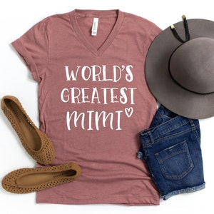 Mimi Shirt Unisex V Neck, World&#39;s Greatest Mimi, Mimi T Shirt, Mimi TShirt, Mimi Gift, Gift For Mimi, Grandma Birthday
