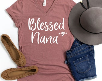 Blessed Nana Shirt Unisex V Neck, Nana Shirt, Nana T Shirt, Nana Gift, Grandma Gift, Grandma Birthday, Grandma Shirt