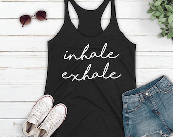 Inhale Exhale Tank Top, Yoga Tank Top, Yoga Tops, Yoga Lover, Namaste Tank, Yoga Shirt, Yoga Clothing, Workout Tank, Yoga Racerback Tank