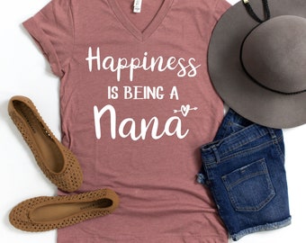 Nana Shirt Unisex V Neck, Happiness Is Being A Nana Shirt, Nana T Shirt, Nana Gift, Grandma Gift, Grandma Birthday