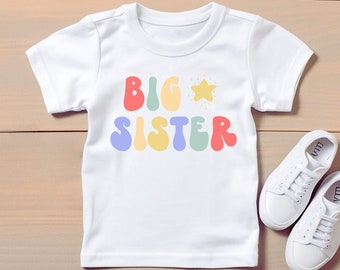 Big Sister Shirt, Retro Big Sister Tee, Pregnancy Announcement Shirt, New Sibling Shirt Kids, Kids Shirt, Toddler Shirt