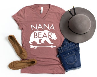 Nana Bear Shirt Unisex V Neck, Nana Shirt, Nana T Shirt, Nana Gift, Gift For Nana, Grandma Birthday, Grandma Gift
