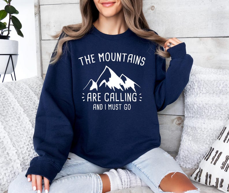 The Mountains Are Calling and I Must Go Sweater, Camp Sweater, Camping Sweatshirt, Mountain Lover, Camp Fire Shirt image 3