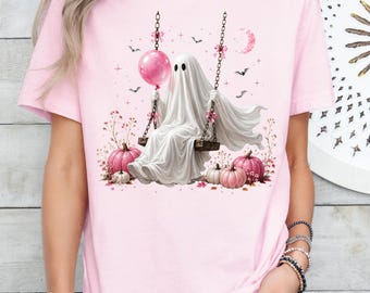 Halloween Shirt, Ghost Shirt, Ghost on Swing Tee, Fall T-Shirt, Spooky Season T Shirt