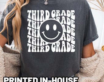 Third Grade Teacher Shirt Comfort Colors Shirt Print, 3rd Grade Teacher Tee, Retro Teacher Shirt, School Teacher Gift, Baggy, Oversized