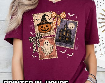 Halloween Shirt, Halloween Stamps Tee, Fall T-Shirt, Spooky Season Shirt, Ghost T-Shirt