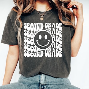 Retro Second Grade Teacher Shirt Comfort Colors Shirt Print, 2nd Grade Teacher Tee, Teacher Gift, Vintage, Baggy, Oversized, School