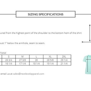 May include: Sizing chart for a women's racerback tank top. The chart shows the measurements for the high point shoulder and bust width in inches for sizes XS, S, M, L, XL, and 2XL. The chart also includes the style number 6733.