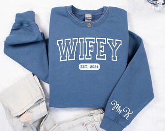 Sudadera Wifey, Sudadera Wifey personalizada, Camiseta Wifey personalizada, Camiseta para recién casada, Regalo para recién casados, Regalo para recién casada