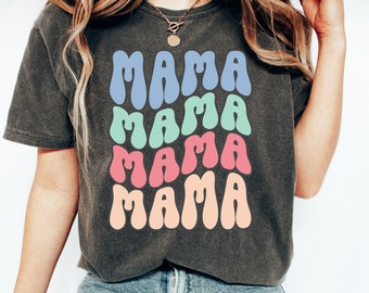 Retro Mama Shirt Comfort Colors, Vintage Mom Shirt, Mom Tees, Oversized Baggy Shirt, Mom Gift, Pregnancy Announcement, Blessed Mama