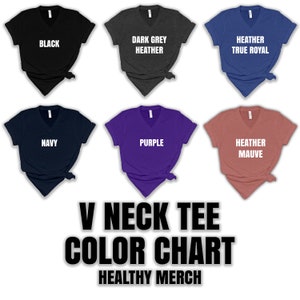a group of t - shirts that say v neck tee color chart