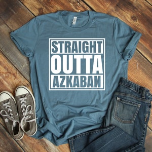 a t - shirt that says straight outa azkkaban on it