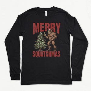 Bigfoot Christmas Shirt Long Sleeve, Merry Squatchmas Shirt, Holiday Sasquatch Shirt, Christmas Party Shirt