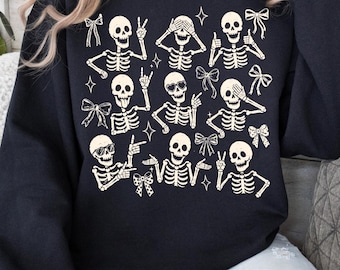 Halloween Sweatshirt, Skeleton Shirt, Halloween Party Lover Gift, Spooky Season Tee