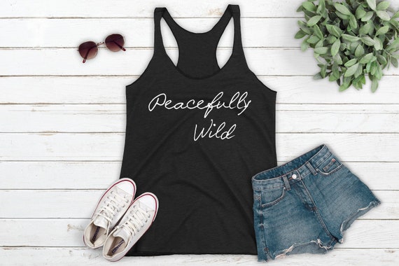Yoga Tank Top Women's Racerback Peacefully Wild, Yoga Clothes, Namaste Shirt, Namaste Tank, Yoga Shirt, Workout Tank
