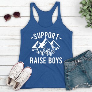 a blue tank top that says support while raise boys