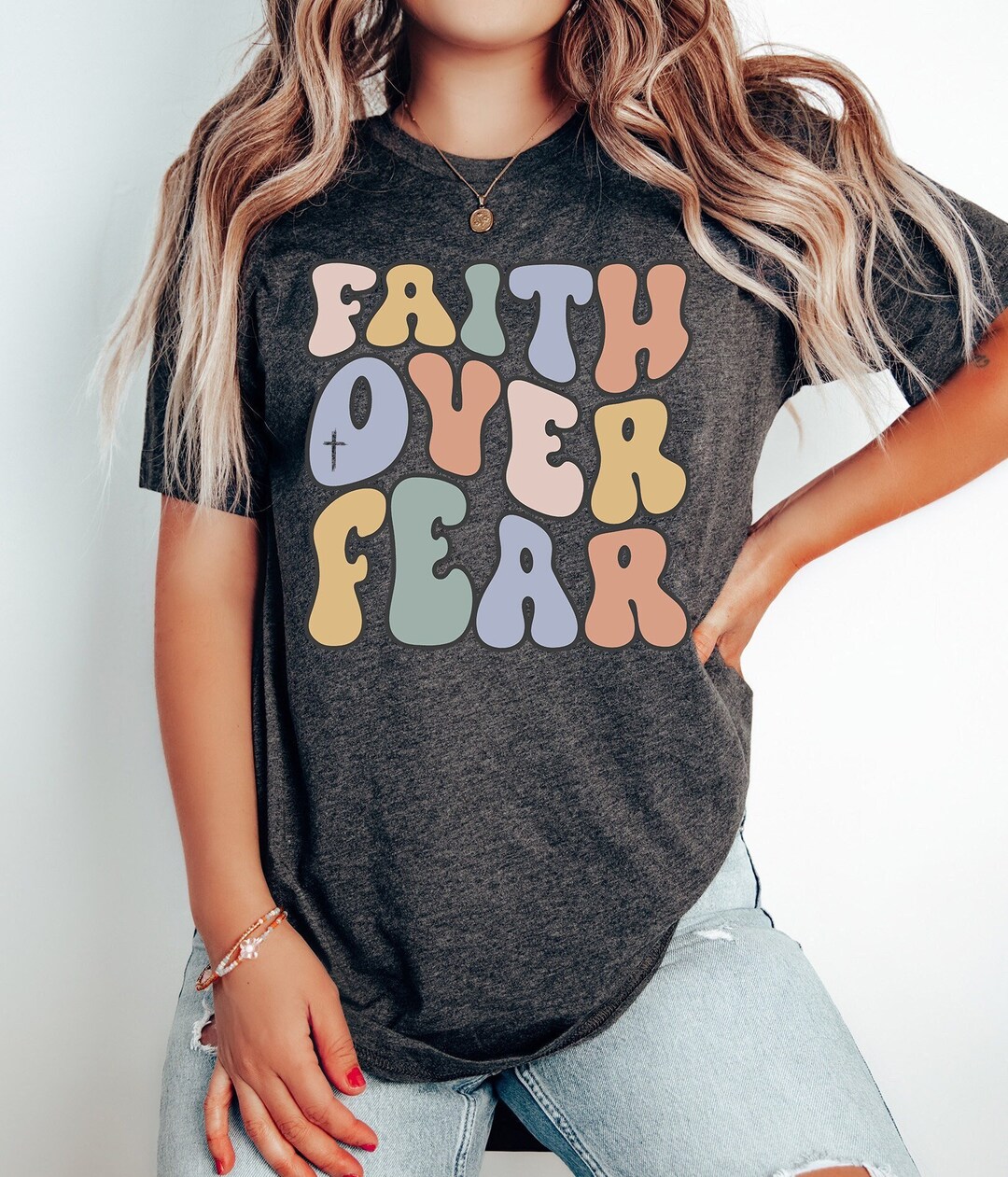 Faith Over Fear Shirt, Retro Faith Shirt, Christian Shirt, Bible Shirt ...