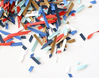 Paper Confetti, Blue Gold Navy Mix, Colorful Paper Shreds for Table Decor, Sprinkle Scrap Paper Eco Confetti, Gift Packaging & Favors