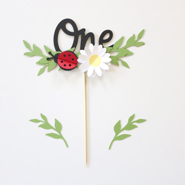 Ladybug Cake Topper, Little Lady Party Decor One with Daisy Cake Decoration for 1st First Birthday Ladybug or Love Bug Party