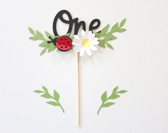 Ladybug Cake Topper, Little Lady Party Decor One with Daisy Cake Decoration for 1st First Birthday Ladybug or Love Bug Party