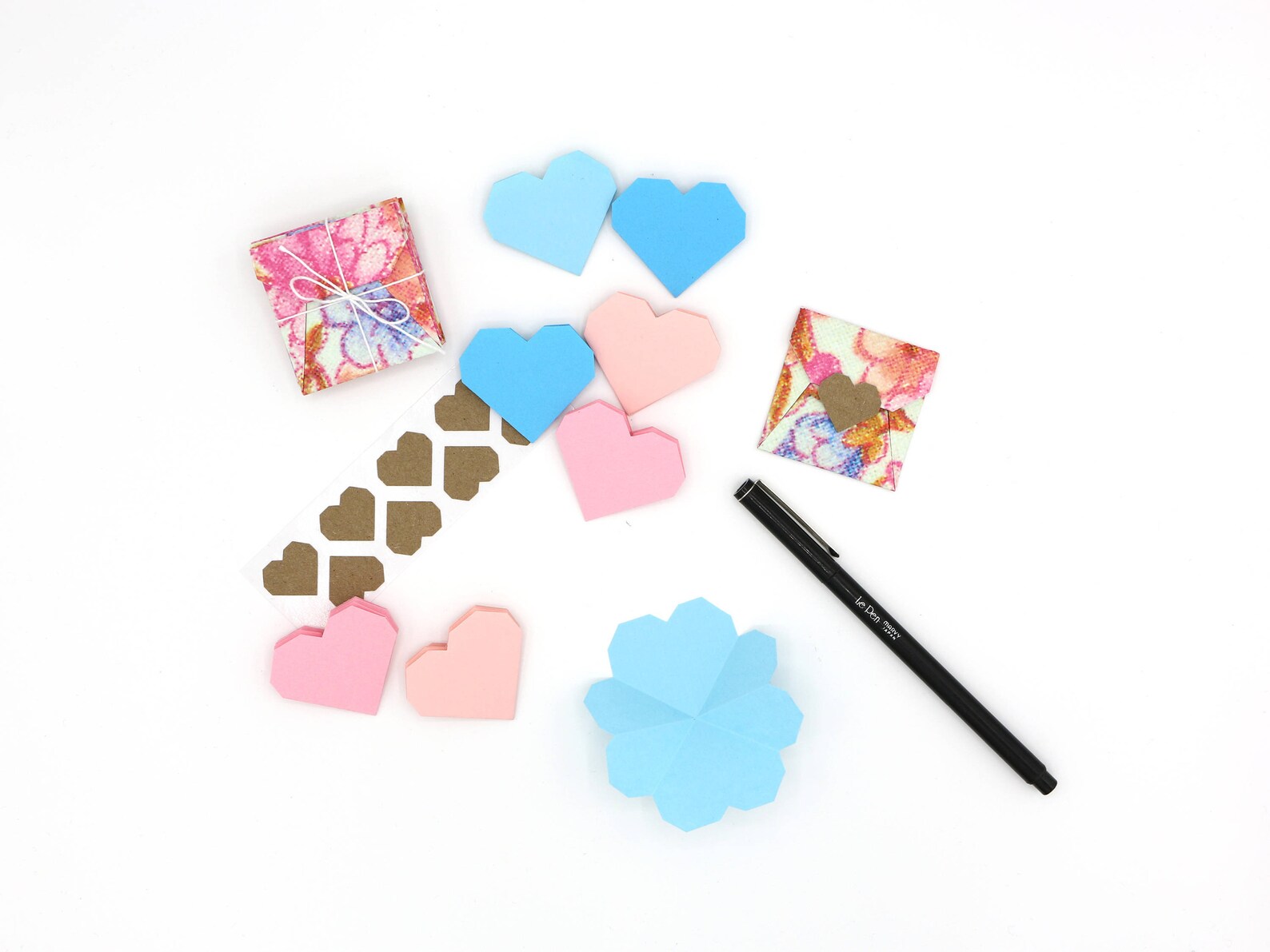 Paper Heart Notes Set of 6 Mini Hearts Envelopes & Sticker Etsy