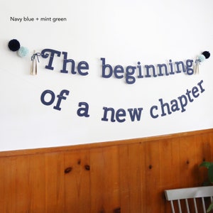 Storybook Baby Shower Decorations 'The beginning of a new chapter' Banner for Book Themed Baby Shower, Once Upon A Time Mint Green Navy image 6