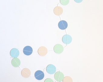 Multicolor Garland Geometric Shapes Circle Dot Banner Confetti Paper Garland Backdrop Modern Birthday Party Decor, Periwinkle Blue Mint