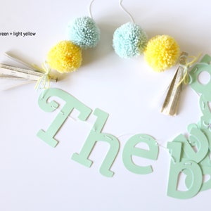 Storybook Baby Shower Decorations 'The beginning of a new chapter' Banner for Book Themed Baby Shower, Once Upon A Time Mint Green Navy image 9