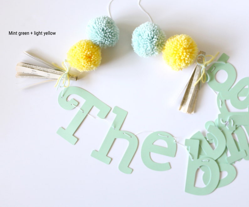 Storybook Baby Shower Decorations 'The beginning of a new chapter' Banner for Book Themed Baby Shower, Once Upon A Time Mint Green Navy image 9