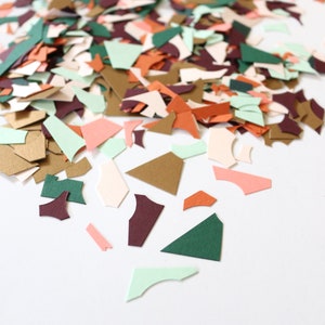 Terrazzo Geometric Confetti Maroon Gold Scrap Paper Chips Flakes Eco-Friendly Modern Party Table Decor Birthday Shower Wedding Green Blush