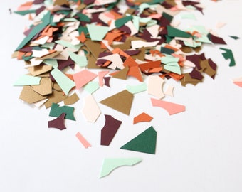 Terrazzo Geometric Confetti Maroon Gold Scrap Paper Chips Flakes Eco-Friendly Modern Party Table Decor Birthday Shower Wedding Green Blush