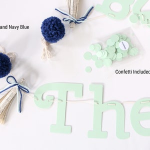 Storybook Baby Shower Decorations 'The beginning of a new chapter' Banner for Book Themed Baby Shower, Once Upon A Time Mint Green Navy image 3