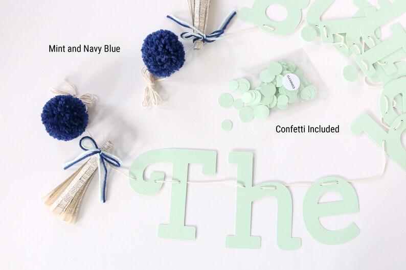 Storybook Baby Shower Decorations 'The beginning of a new chapter' Banner for Book Themed Baby Shower, Once Upon A Time Mint Green Navy image 3