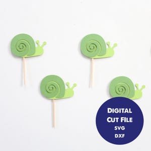 Slakken voor Cricut silhouet SVG, slak cupcake toppers gesneden bestand, gestanst papierslakken, digitale download, bug verjaardagsfeestje decor