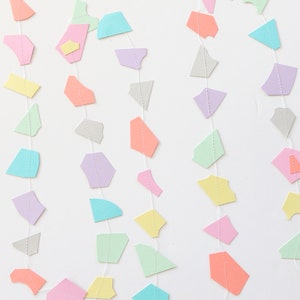 Terrazzo Party Decor, Multicolor Rainbow Chips Geometric Paper Confetti Garland, Modern Party Decor, Handmade Shapes Banner Birthday Wedding Pastel Rainbow Mix