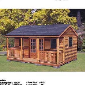 16' x 20' Cabin Shed / Guest House Building Plans / Blueprints, Material List and Step-by- Step Instructions Included, Design 61620