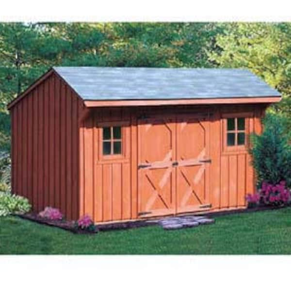 6' x 12' Playhouse Or Garden Storage Shed Plans, Classic Saltbox Style, Material List and Step-by- Step Instructions Included, Design #70612