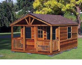 20' x 16' Outdoor Structure Building / Cabin Shed Plans/ Blueprints, Material List and Step-by- Step Instructions Included, Design 62016