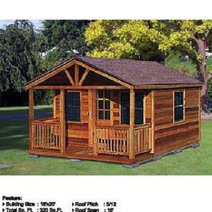 20' x 16' Outdoor Structure Building / Cabin Shed Plans/ Blueprints, Material List and Step-by- Step Instructions Included, Design 62016