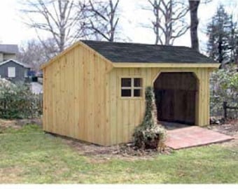 8' x 10' Combo Firewood and Garden Storage Shed Plans,  Material List and Step-by- Step Instructions Included, Design #70810