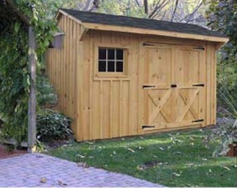 8x12 Utility Shed Project Plans, Saltbox Style (Design #70812)