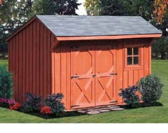 6 ft x 10 ft Playhouse Or Garden Storage Shed Plans, Saltbox Style, Material List and Step-by- Step Instructions Included, Design #70610