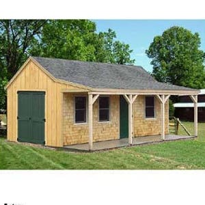 12' x 20' Building Cottage Shed With Porch Plans / Blueprints, Material List and Step-by- Step Instructions Included, Design 81220