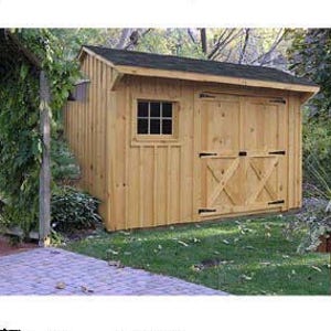 8 ft x 12 ft Utility Garden Saltbox Style Shed Project Plans, Material List and Step-by- Step Instructions Included, Design #70812